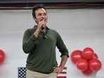 Ohio Republican gubernatorial candidate Vivek Ramaswamy speaks during the Darke County Republican Party Hog Roast on October 18, 2026 in Greenville, Ohio. (Getty Images via AFP)