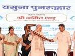 Union home minister Amit Shah at an event to launch the project. (Vipin Kumar/HT Photo)