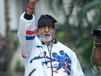 Amitabh Bachchan greets fans at his residence Jalsa, in Mumbai, Sunday, Oct. 18, 2026. (PTI Photo/Kunal Patil)(PTI10_18_2026_000445A)