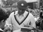 BB Nimbalkar signing autographs. BB Nimbalkar signing autographs.