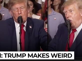 On cam: Trump makes weird, gagging noise in speech, then says ‘pew, pow’