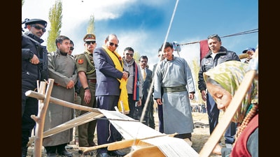 The LG also released a postal stamp on geographical indication (GI)-tagged Ladakh Pashmina. (HT File) The LG also released a postal stamp on geographical indication (GI)-tagged Ladakh Pashmina. (HT File)