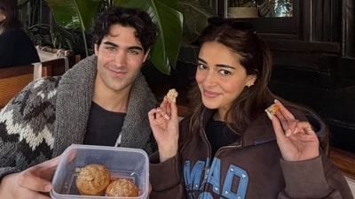 Ananya Panday shares a holiday moment with Aarav Bhatia.