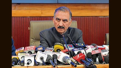 Himachal Pradesh chief minister Sukhvinder Singh Sukhu during a press conference in Shimla on Friday. (Deepak Sansta/HT) Himachal Pradesh chief minister Sukhvinder Singh Sukhu during a press conference in Shimla on Friday. (Deepak Sansta/HT)