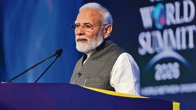 Prime Minister Narendra Modi speaks at the NDTV World Summit 2026, in New Delhi on Thursday. (DPR PMO) Prime Minister Narendra Modi speaks at the NDTV World Summit 2026, in New Delhi on Thursday. (DPR PMO)