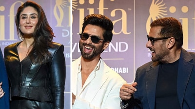 আইফার মঞ্চে শাহিদ, সলমন ও করিনা। (AFP) আইফার মঞ্চে শাহিদ, সলমন ও করিনা। (AFP)