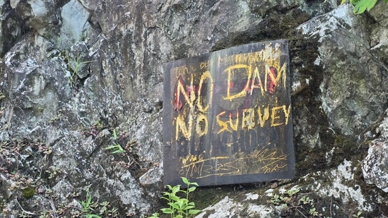 Protesters demand halt to surveys and consultation of a large dam on the Siang River (Utpal Parashar)