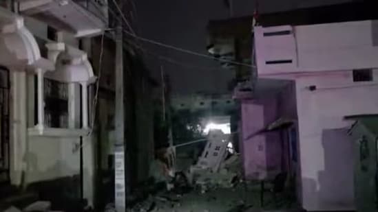 The impact of the explosion was so intense that the debris from the next part of the building fell onto the road.