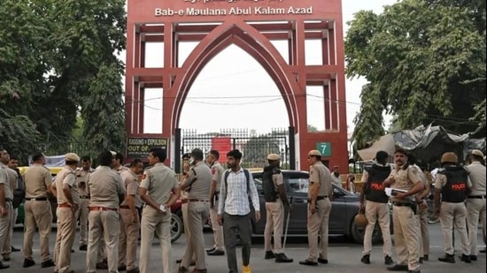 The university, however, said the construction was part of restoration work and unrelated to the protest. (HT Archive)