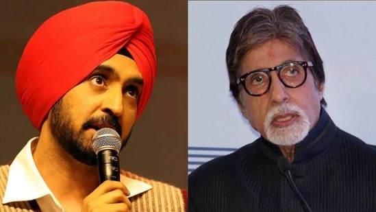 Punjabi singer Diljit Dosanjh and Bollywood superstar Amitabh Bachchan. (PTI/File)