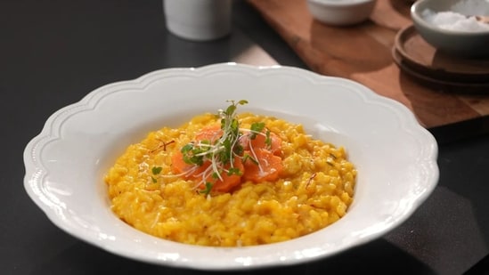 The carrot and saffron risotto recipe takes approximately 50 minutes to make.
