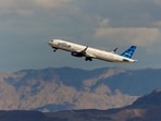 A JetBlue airliner takes off form Las Vegas International Airport.