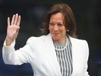 Former US Vice President Kamala Harris speaks at a campaign rally as she returns to the trail to help Democrats in tight midterm races.(Reuters)