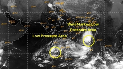 A cyclonic storm is likely over the Westcentral Bay of Bengal by October 26 morning. (Image/IMD) A cyclonic storm is likely over the Westcentral Bay of Bengal by October 26 morning. (Image/IMD)