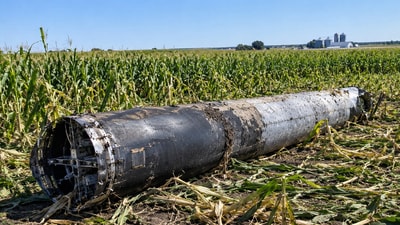 Representative image of a mysterious metal object discovered in a rural cornfield, raising questions about its possible origins in space (AI-generated/ ChatGPT)