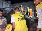 New Delhi, Oct 25: Rescue and search operations underway after a slab of an under-construction house collapsed in the Milan Garden area near Seva Dham in Delhi's Harsh Vihar, in New Delhi on Sunday.