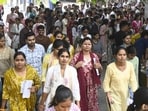 Candidates coming out of an exam centre in Lucknow on October 25. (HT photo)