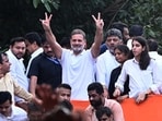 Anti-CEC protest LIVE: LOP in Lok Sabha Rahul Gandhi with India bloc leaders and others during ‘March for Democracy’ to the Supreme Court to file a petition against CEC Gyanesh Kumar in New Delhi on October 12. 