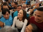 Venezuelan opposition leader Maria Corina Machado arrives at a church after returning to the country following nearly a year abroad. 