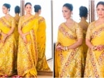 Yami Gautam’s embroidered yellow saree pairs vibrant colours and intricate detailing with a classic silhouette. 