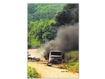 The vehicle caught fire as workers prepared to transfer the fuel to another vehicle. 
