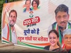 Poster and hoardings have been put in Lucknow saying fighting on 200 seats is right of Congress in the upcoming UP polls