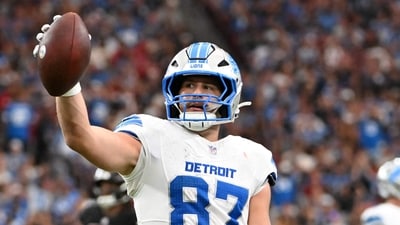 Sam LaPorta finished the first half without a single target. (Getty Images via AFP) Sam LaPorta finished the first half without a single target. (Getty Images via AFP)