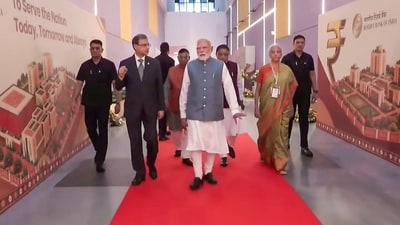 Prime Minister Narendra Modi during the inauguration of the RBI's data centre and Cybersecurity Training Institute in Bhubaneswar. (PTI)