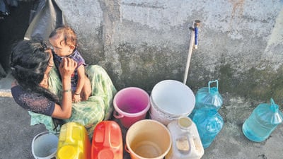 Thane, India - October -25, 2026: With a likely El Nino effect raising fears of a water shortage over the coming year, the Thane Municipal Corporation (TMC) has started preparing a micro-level water plan for the next nine to 10 months. The plan includes a crackdown on illegal tap connections and the plumbers behind them, the transfer of valve operators, GPS tracking of water tankers, a halt on civic water for big infrastructure projects such as the Metro and for car wash centres, and the revival of public wells. Thane currently faces a daily shortfall of 50 MLD, as it receives only 590 MLD against a demand of 640 MLD. ,in Thane ,in Mumbai, India, on, Sunday, October -25, 2026. ( photo Praful Gangurde / Hindustan Times ) (Praful Gangurde) Thane, India - October -25, 2026: With a likely El Nino effect raising fears of a water shortage over the coming year, the Thane Municipal Corporation (TMC) has started preparing a micro-level water plan for the next nine to 10 months. The plan includes a crackdown on illegal tap connections and the plumbers behind them, the transfer of valve operators, GPS tracking of water tankers, a halt on civic water for big infrastructure projects such as the Metro and for car wash centres, and the revival of public wells. Thane currently faces a daily shortfall of 50 MLD, as it receives only 590 MLD against a demand of 640 MLD. ,in Thane ,in Mumbai, India, on, Sunday, October -25, 2026. ( photo Praful Gangurde / Hindustan Times ) (Praful Gangurde)