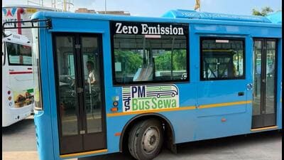 The 25 buses are part the 100 electric buses the GMCBL is set to receive under the PM e-bus sewa scheme. (HT PHOTO)