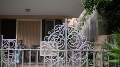 The gate grill in older Delhi houses would be low enough to see across from the verandah, but would still be closed against rain and thieves. The gate grill in older Delhi houses would be low enough to see across from the verandah, but would still be closed against rain and thieves.