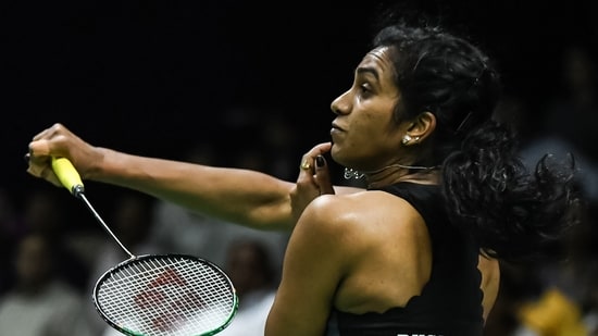 PV Sindhu in action. (Rahul Singh)