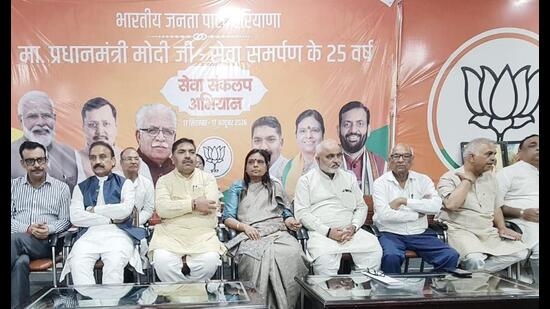 BJP’s state president Archana Gupta announced that Union home minister Amit Shah will visit Karnal to participate in the padyatra (foot march) on November 5. (HT Photo)