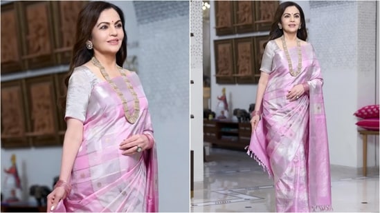 Nita Ambani wows in pastel pink Kanjivaram saree handwoven over four months by artisan Rajesh Sha