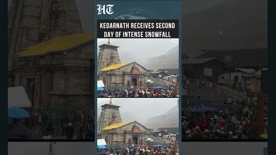 Kedarnath Dham Sees Second Snowfall In A Week As Devotees Continue Pilgrimage