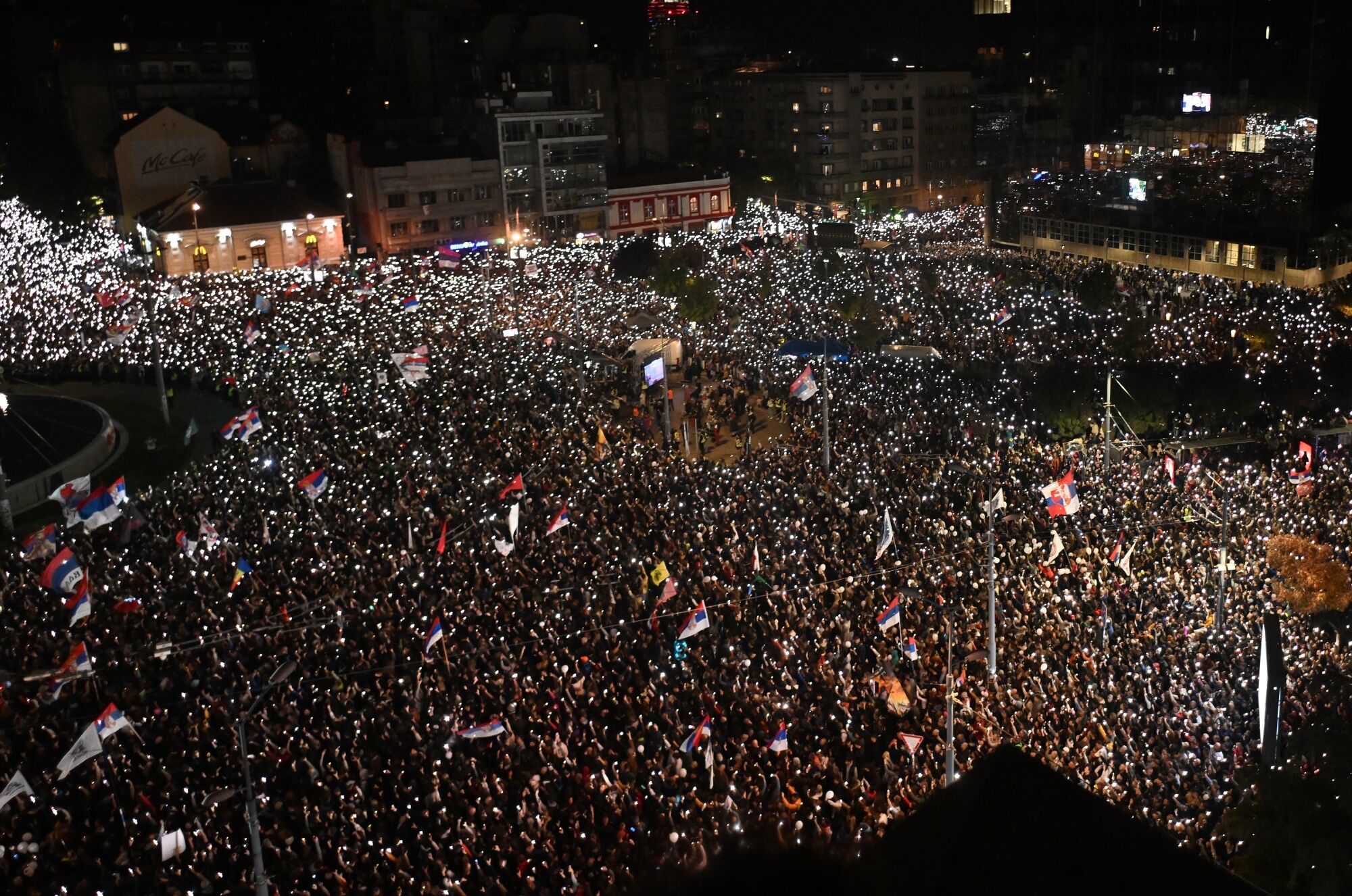 Protesters during a "Student List - Student Win" rally ahead of a parliamentary election in Belgrade, Serbia, on Thursday, Oct. 22, 2026. (Albania protest/ Bloomberg) Protesters during a "Student List - Student Win" rally ahead of a parliamentary election in Belgrade, Serbia, on Thursday, Oct. 22, 2026. (Albania protest/ Bloomberg)