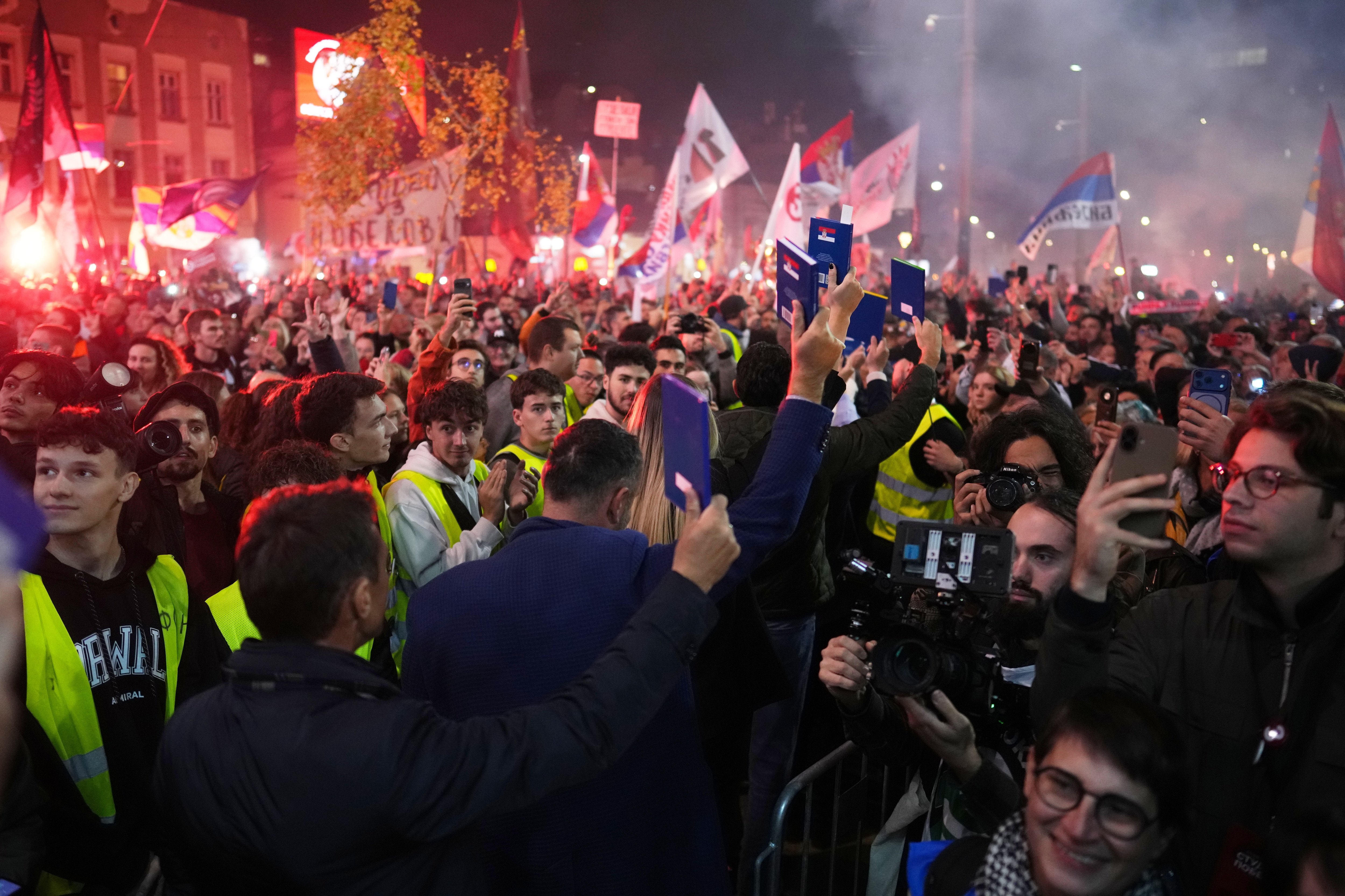 Candidates of the "Student List – Students Win" walk through the crowds during the final rally. (AP Photo/Petr David Josek) Candidates of the "Student List – Students Win" walk through the crowds during the final rally. (AP Photo/Petr David Josek)