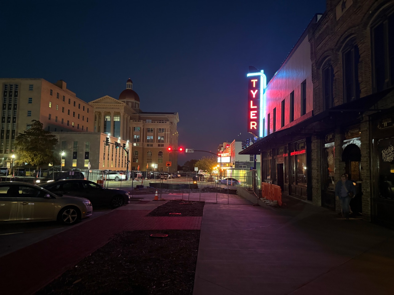 A downtown street in Tyler, Texas.