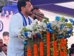 ASP (Kanshi Ram) chief and Nagina MP Chandrashekhar Azad addressing a public meeting in Prayagraj on October 26. (HT photo)