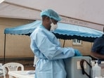 Health workers and humanitarian responders on the front lines of the Ebola response gather to receive a vaccination due to their potential exposure to the virus as part of their work with suspected cases. (Representative Image/Reuters)