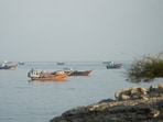 Vessels at the Strait of Hormuz, as seen from Musandam, Oman.(Reuters)