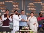 Maharashtra Chief Minister Devendra Fadnavis, along with State Deputy Chief Ministers Eknath Shinde and Sunetra Ajit Pawar, inaugurates various connectivity projects at Panvel (ANI)