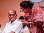 NCP (SP) chief Sharad Pawar with his daughter and MP Supriya Sule during the 27th foundation day of the original party he founded, in Mumbai on June 10, 2026. 