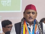 Samajwadi Party national president Akhilesh Yadav during a press conference in Lucknow on Monday. (PTI PHOTO)