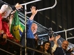 Brazil's President and presidential candidate Luiz Inacio Lula da Silva gestures to supporters after winning the presidential runoff election in Sao Paulo, Brazil.(AFP)
