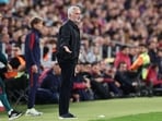 Jose Mourinho reacts during the match between Barcelona and Real Madrid.(AFP)