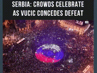 Huge Crowds Gathered In Belgrade After Student-Led Opposition Defeats Vucic In Election #shorts