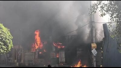 During firefighters’ search of the premises, the victim (Sahil Sharma), who was renovating the premises, was found dead. (HT Photo) During firefighters’ search of the premises, the victim (Sahil Sharma), who was renovating the premises, was found dead. (HT Photo)