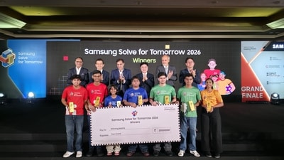 (Left to right) Shubham Mukherjee, Head of CSR and Corporate Communications, Samsung SWA; SP Chun, Corporate VP, Samsung SWA, Sushil Pal, Joint Secretary, MeitY, JB Park, President & CEO, Samsung SWA; Stefan Priesner, UN Resident Coordinator, Jason Myung, CFO, Samsung SWA with the winners of Samsung Solve for Tomorrow 2026 (Left to right) Shubham Mukherjee, Head of CSR and Corporate Communications, Samsung SWA; SP Chun, Corporate VP, Samsung SWA, Sushil Pal, Joint Secretary, MeitY, JB Park, President & CEO, Samsung SWA; Stefan Priesner, UN Resident Coordinator, Jason Myung, CFO, Samsung SWA with the winners of Samsung Solve for Tomorrow 2026
