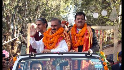 Himachal Pradesh chief minister Sukhvinder Singh Sukhu participating in the International Kullu Dussehra festival on Monday. (Aqil Khan /HT) Himachal Pradesh chief minister Sukhvinder Singh Sukhu participating in the International Kullu Dussehra festival on Monday. (Aqil Khan /HT)
